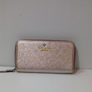 Kate Spade New York Spencer Saffiano metallic continental wallet in rose gold